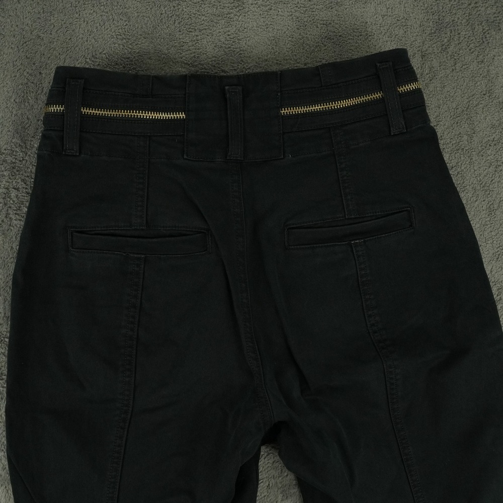 A.L.C. Ezra Twill Pants Womens 2 Black High Rise Button Fly Ankle Zip Skinny - Picture 5 of 10
